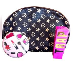 Fashion Cosmetic Bag and Jeffree Star Pink Messiah Velvet Trap Lipstick
